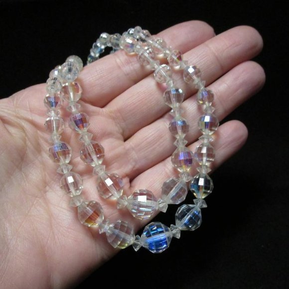 Vintage LAGUNA AB Crystal 2 strand Necklace - aurora borealis - 1950 1960 - Picture 2 of 5